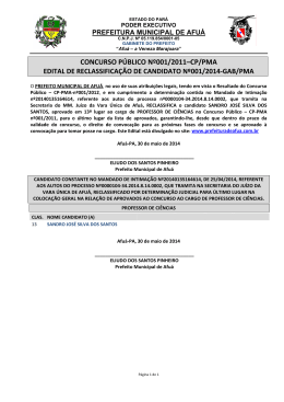CONCURSO PÚBLICO Nº001/2011–CP/PMA