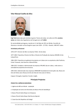 Vítor Manuel Coelho da Silva Principais Projectos