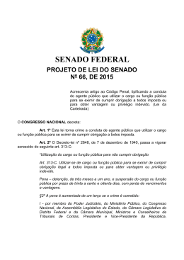 PROJETO DE LEI DO SENADO Nº 66, DE 2015