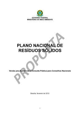 Plano Nacional de Resíduos Sólidos - PNRS