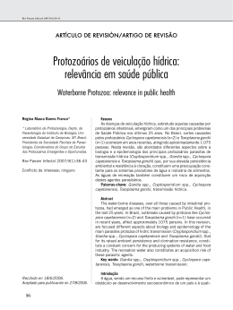 Protozoários de veiculação hídrica: relevância em saúde pública