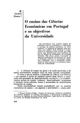 O ensino das Ciências Económicas em Portugal e