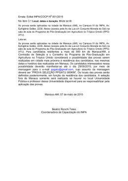 Errata: Edital INPA/COCP N 001/2015 ATU). Para candidatos