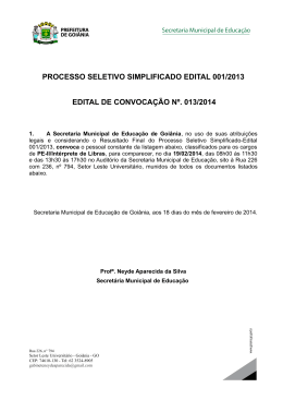 Edital de Convocação Nº 013/2014