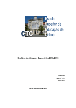 Relatório de atividades do ano letivo 2012/2013