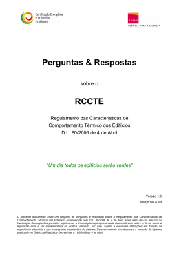 Perguntas & Respostas RCCTE - Certificação Energética