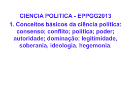 CIENCIA POLITICA - EPPGG2013 1. Conceitos básicos da