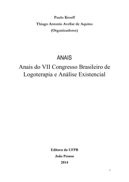 ANAIS Anais do VII Congresso Brasileiro de Logoterapia e