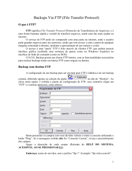 Backups Via FTP (File Transfer Protocol)