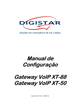 Configuração Gateway Voip XT-50/88