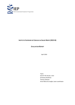Interim report Instituto Superior de Ciencias da Saude Norte (ISCS-N)