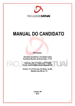 Manual do Candidato Vestibular 2015/2 Inverno