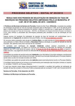 PROCESSO SELETIVO - EDITAL Nº 05/2015