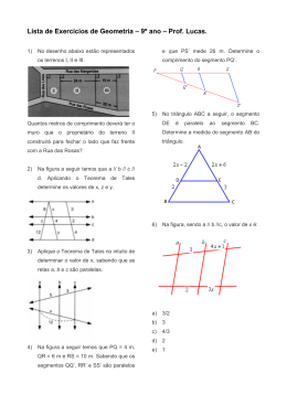 Lista de Exercícios de Geometria – 9º ano – Prof. Lucas.
