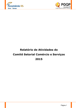 Relatório de Atividades do Comitê Setorial Comércio e Serviços 2015