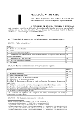 Resolução nº 10/05-CEPE - Universidade Federal do Paraná