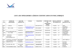 lista de operadores aéreos certificados em moçambique