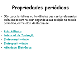 Propriedades periódicas - Faculdade Machado Sobrinho