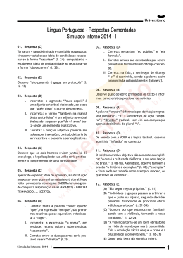 Simulado Interno 2014 - I | Resolução da Prova de Língua Portuguesa