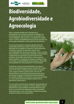Biodiversidade, Agrobiodiversidade e