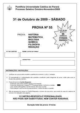 31 de Outubro de 2009 – SÁBADO PROVA Nº 55