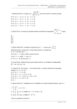 lista de inequações e equações modulares quadráticas 1
