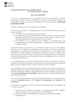Edital do Doutoramento em Direito UPorto 2015-2016