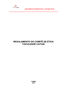 Regulamento da Comitê de Ética – Faculdade Catuaí