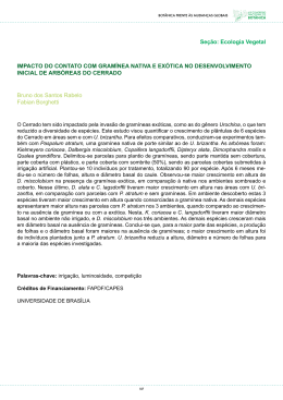 Seção: Ecologia Vegetal IMPACTO DO CONTATO COM GRAMÍNEA