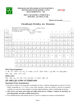 Classificação Periódica dos Elementos SÓ ABRA QUANDO