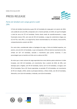 PRESS RELEASE Porto de Setúbal com carga geral a subir 29%