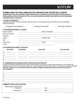 formulário de reclamação de garantia de opção do cliente