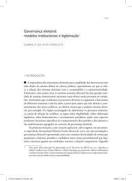 Governança eleitoral: modelos institucionais e legitimação1