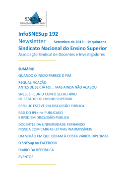 InfoSNESup 192 - Sindicato Nacional do Ensino Superior