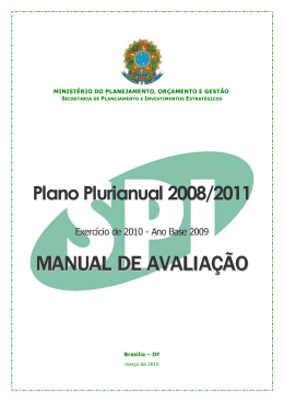Manual de avaliação do Plano Plurianual 2008-2011 - siare