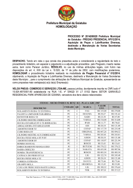 Homologação Nº 012-2014 - Prefeitura Municipal De Goiatuba