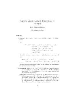 Álgebra Linear: Listas 1-4 Exercícios p/ entregar
