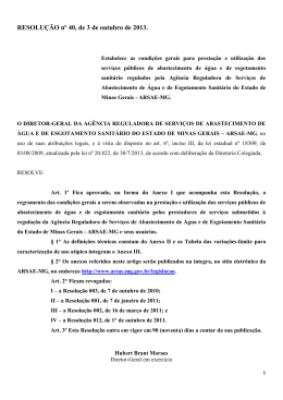 Resolução ARSAE No. 40/2013 -Regulamento dos Serviços