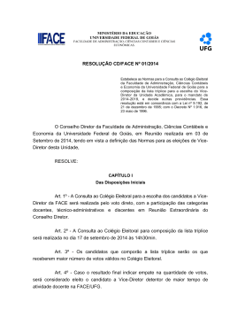 RESOLUÇÃO CD/FACE Nº 01/2014 O Conselho Diretor da