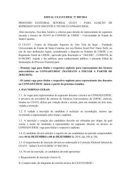 EDITAL CEAVI/UDESC Nº 005/2014 PROCESSO ELEITORAL