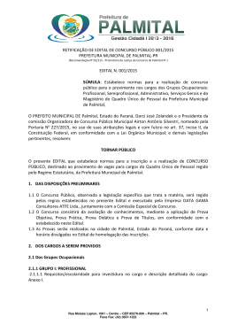 RETIFICAÇÃO DE EDITAL DE CONCURSO PÚBLICO 001/2015