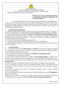 EDITAL DE CONCURSO PÚBLICO N.º 001/2015 Dispõe
