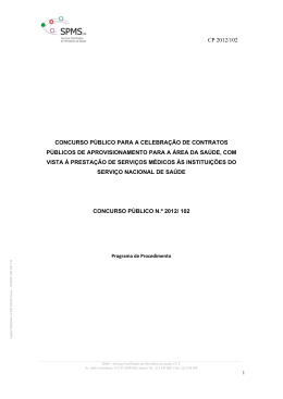 Concurso Público nº 2012/102 para a prestação de serviços