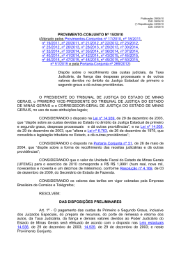 Provimento Conjunto nº 15/2010 - Tribunal de Justiça de Minas Gerais