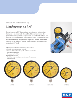 Especificações dos manômetros SKF