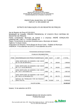 Extrato de Publicação Ata de Registro de Preços Nº 001/2015