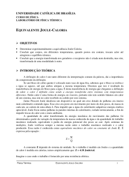 Equivalente Joule Caloria-v2 - Universidade Católica de Brasília