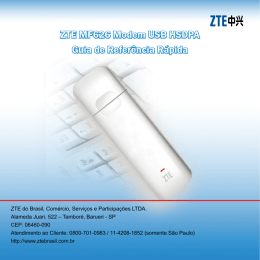 ZTE MF626 Modem USB HSDPA Guia de Referência Rápida
