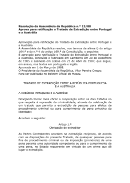 Aprova para ratificação o Tratado de Extradição entre Portugal e a