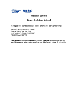 Processo Seletivo Cargo: Analista de Material Relação dos
